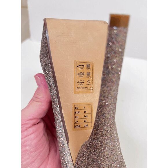 Forever 21 Womens Platform Heels Pump With Glitter Detail Gray Size 6 - Picture 6 of 7